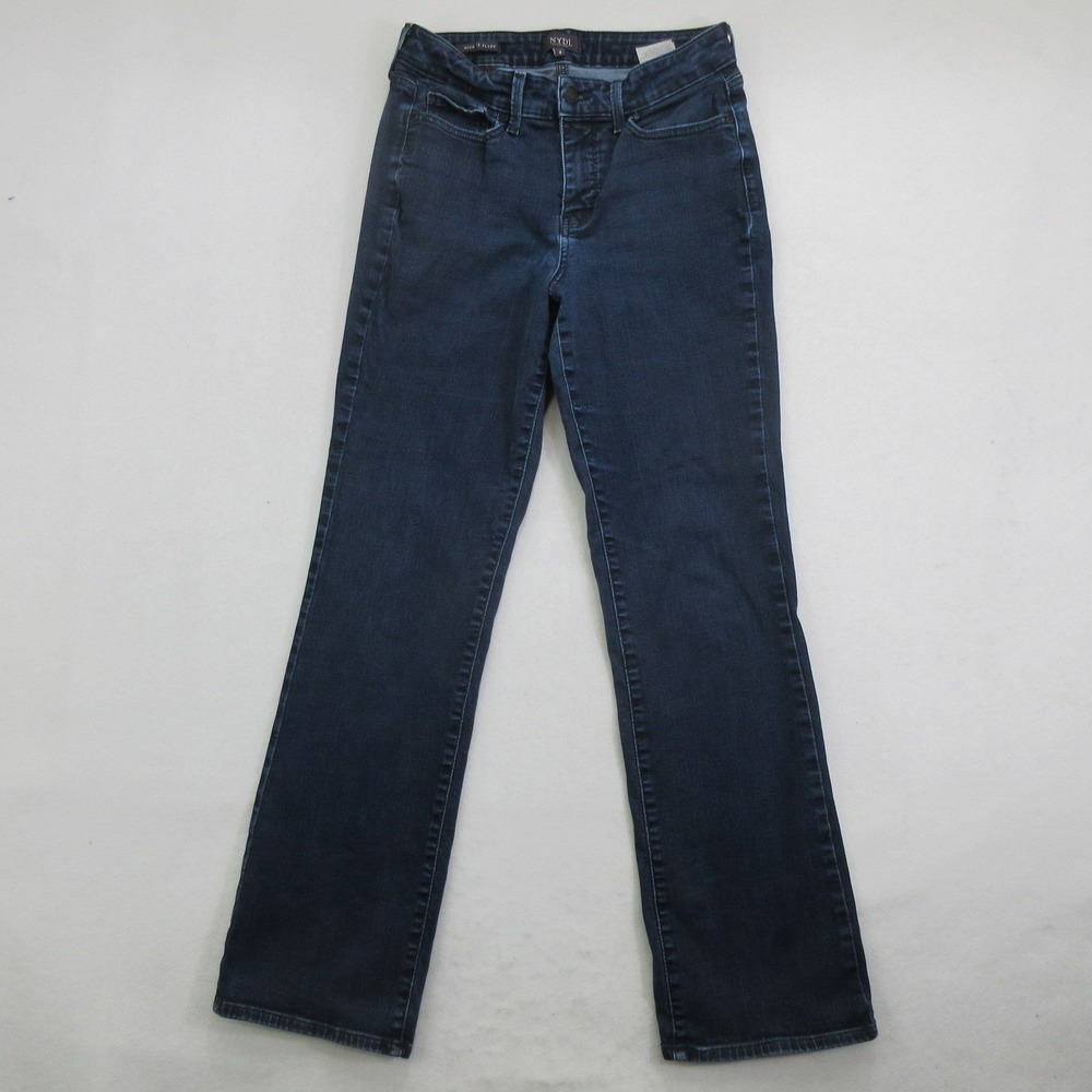 NYDJ Women Jeans 8 High Rise Flare Dark Wash Blue Lift Tuck Shaping